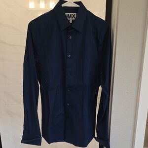 Express 1MX Deep Blue Extra Slim Fit Shirt -small